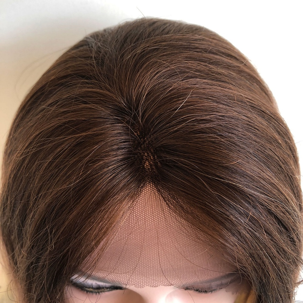 100% Human Hair Blonde Brown Ombre Lace Front Wig - Picture 5 of 7